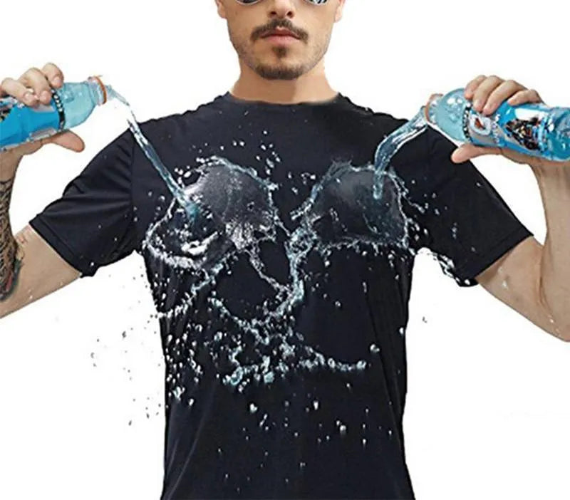 Quick-drying waterproof anti-fouling couple T-shirt in white, black, blue, loose fit round neck short sleeve