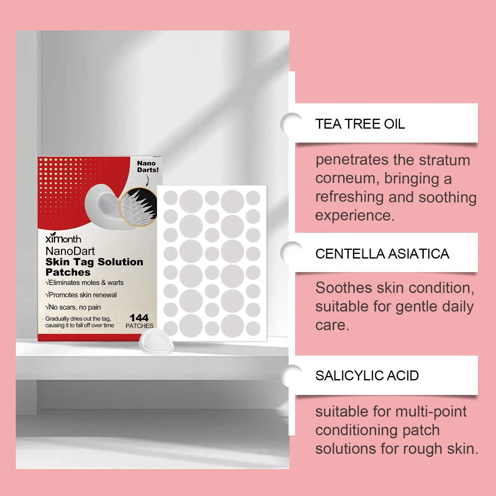 Skin wart invisible repair patches with tea tree oil and centella asiatica formula