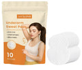 Pack of 10 white underarm sweat absorbing patches with adhesive backing
