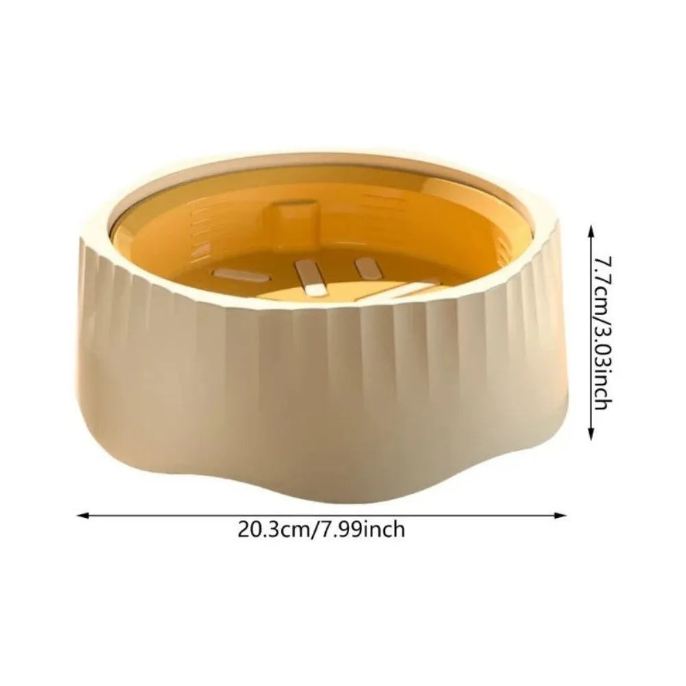 Detachable cat slow feeding bowl with obstacle ridges in blue, green, pink or white colour