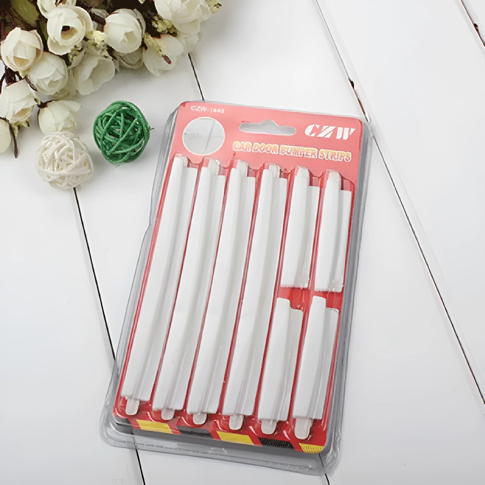 White plastic car door edge anti-collision strip, one set, general vehicle use