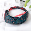 Red banana leaf pattern women's cloth headband with cross hair detail design