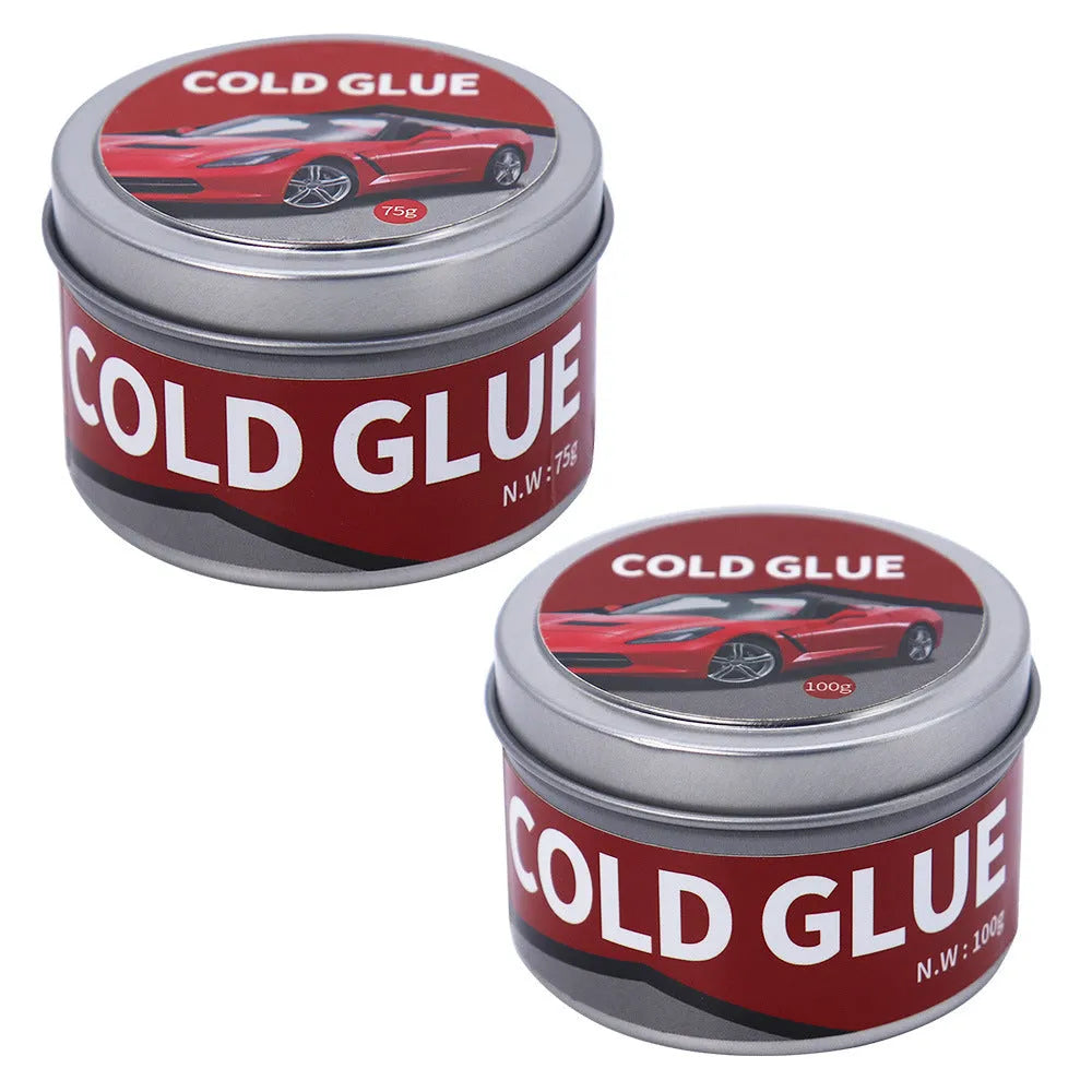 Automobile dent repair cold glue container for car body panel repairs