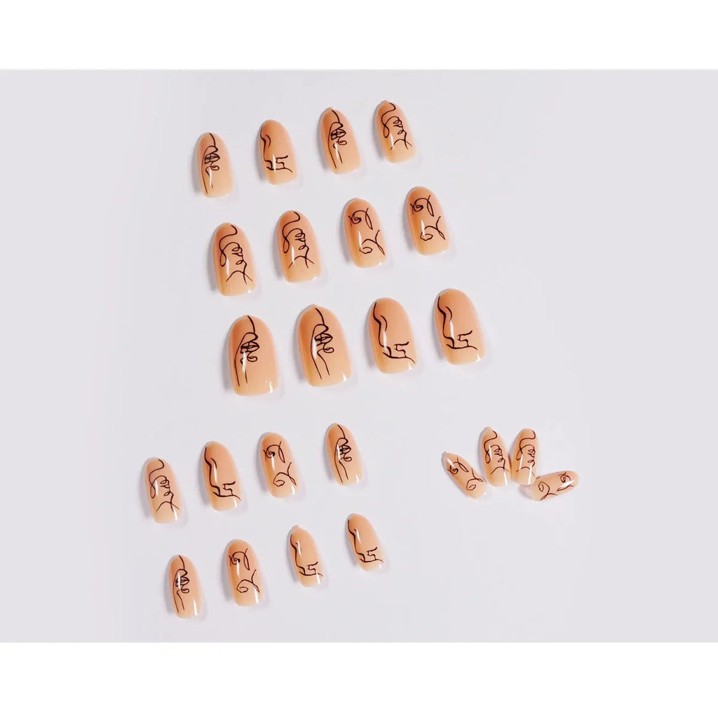 24 piece wearable fake nail patch set with glue, waterproof and detachable, Hot Girl style