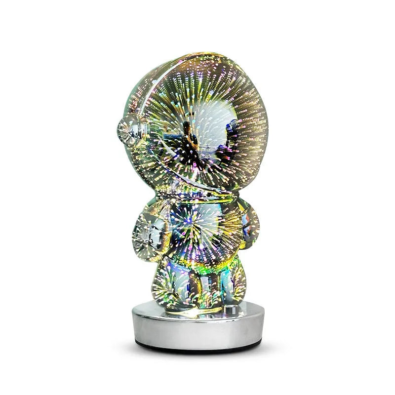 Fireworks Astronaut 3D stereo glass atmosphere light with touch switch and USB charging on a desk