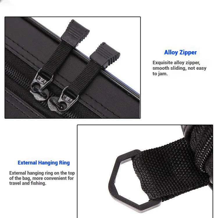 Hard cover lightweight PU leather fishing rod bag in black, 1.25m long, for single rod storage