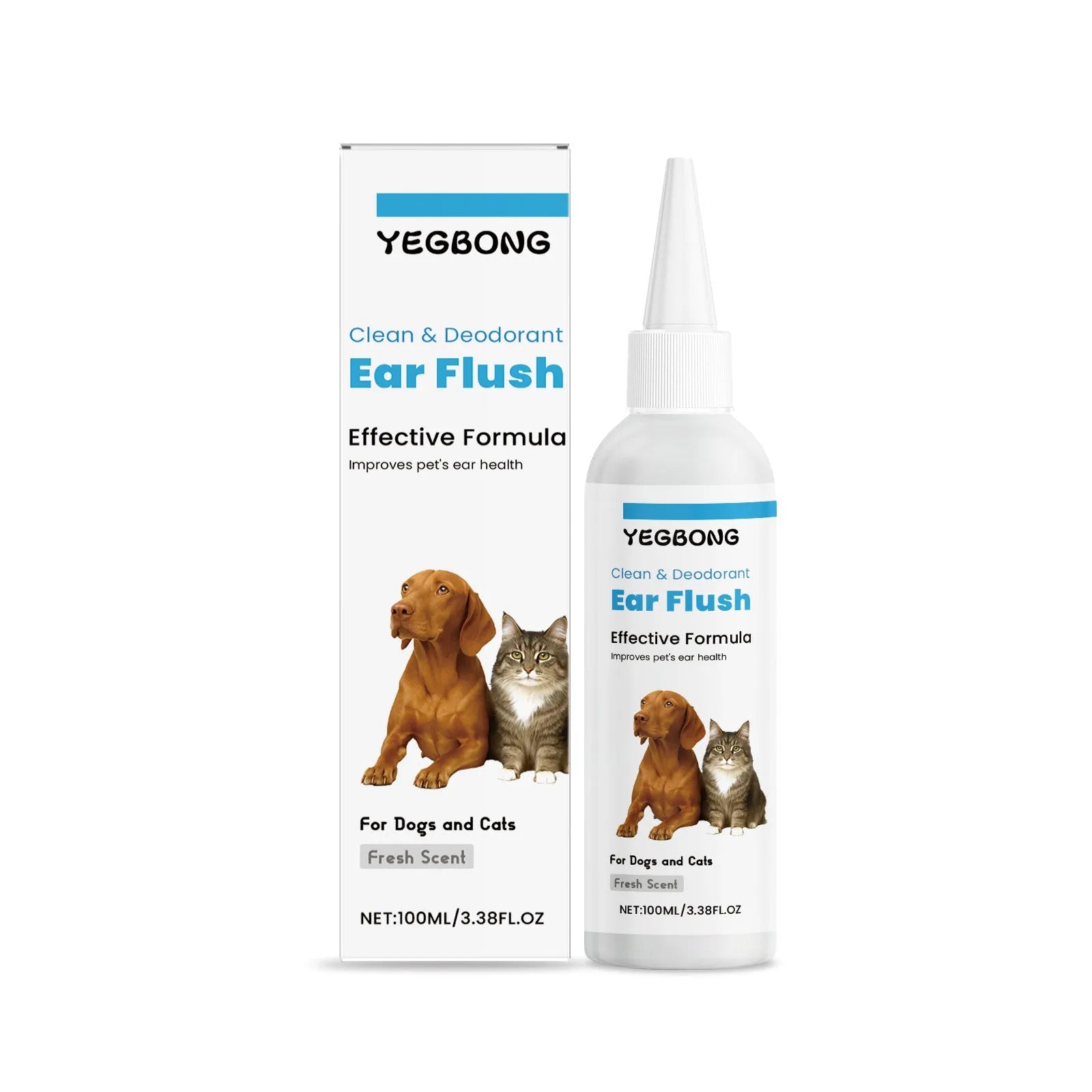 100ml bottle of gentle ear cleaner solution for dogs and cats to help remove wax and debris