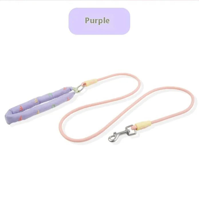 Polyester dog leash with hand holding rope section in four colour options
