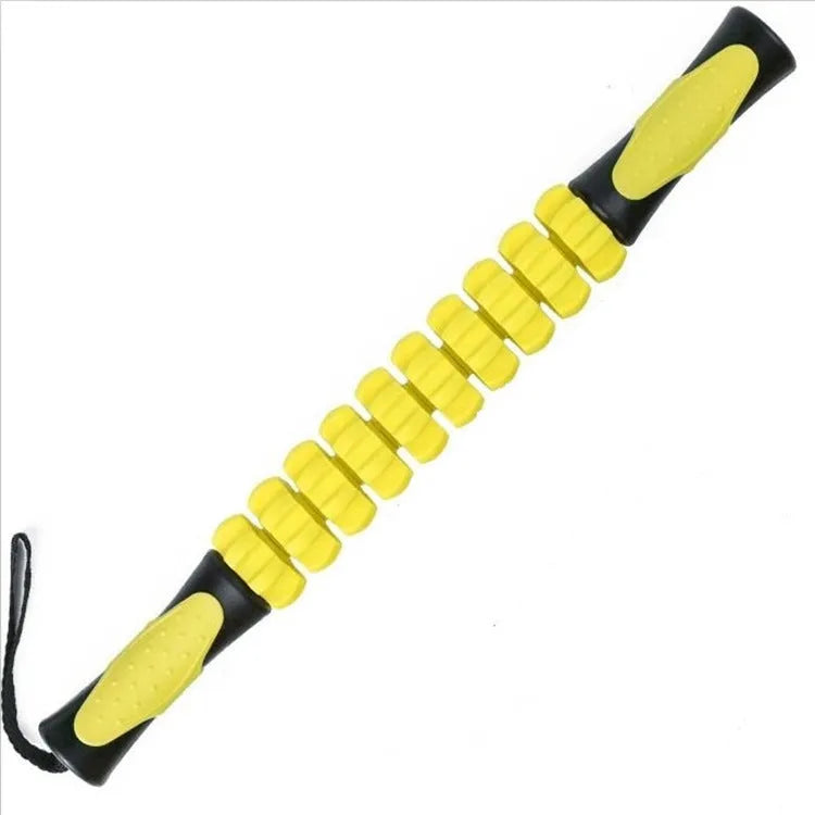 Fascia roller muscle relax massage stick with four convex round heads, ABS plastic, in green
