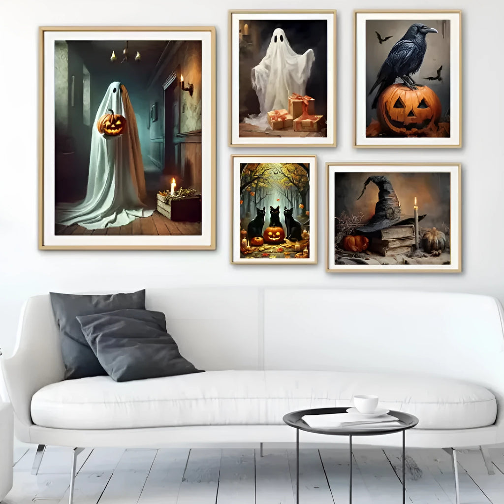 Halloween canvas print pumpkin ghost tea party modern simple frameless 40x50cm