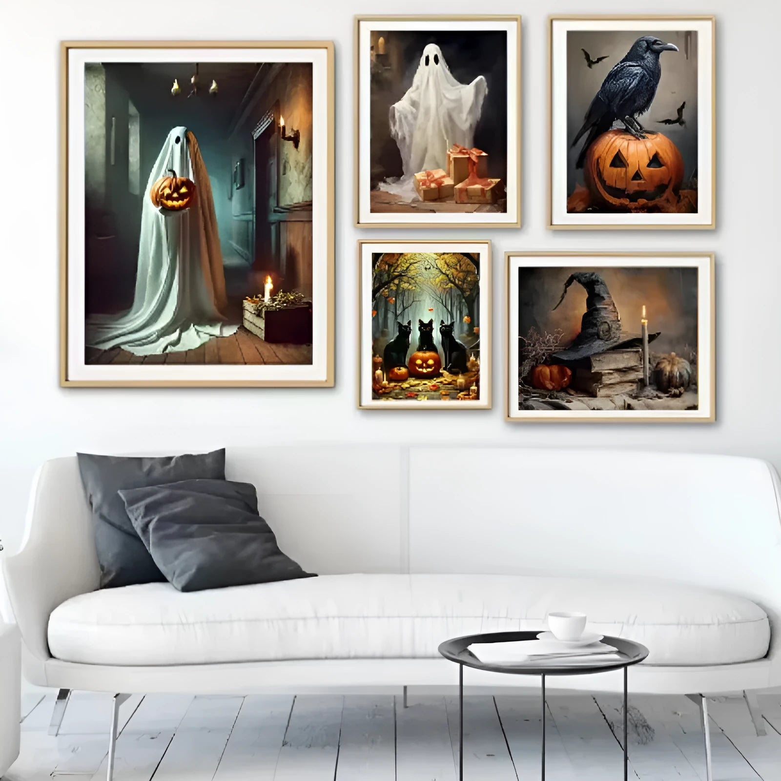 Halloween canvas print pumpkin ghost tea party modern simple frameless 40x50cm