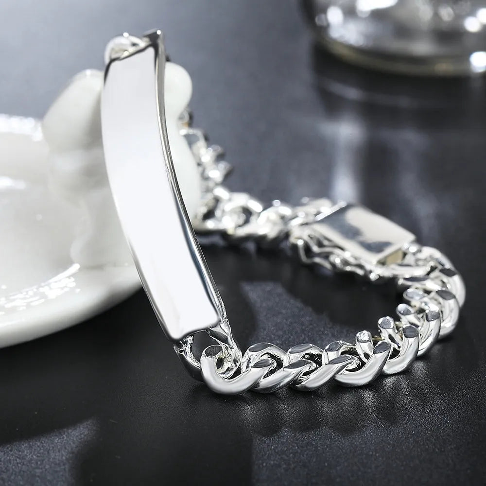 Silver S925 plated copper couple bracelets set male and female matching jewellery