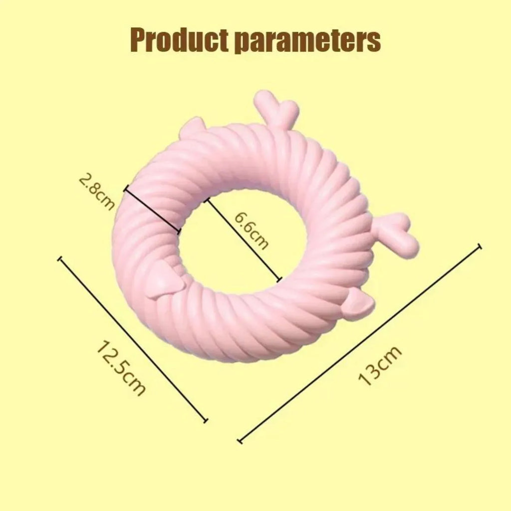 Light blue deer-shaped TPR dog chew toy with spiral grooves for teeth cleaning.
