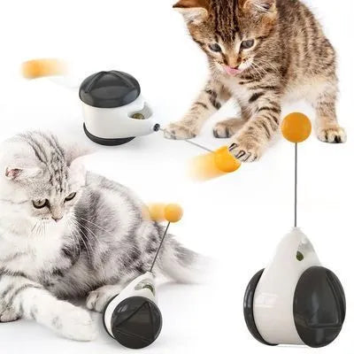 Plastic balance swing car cat toy in blue, green, pink, white or yellow, standing upright to swing