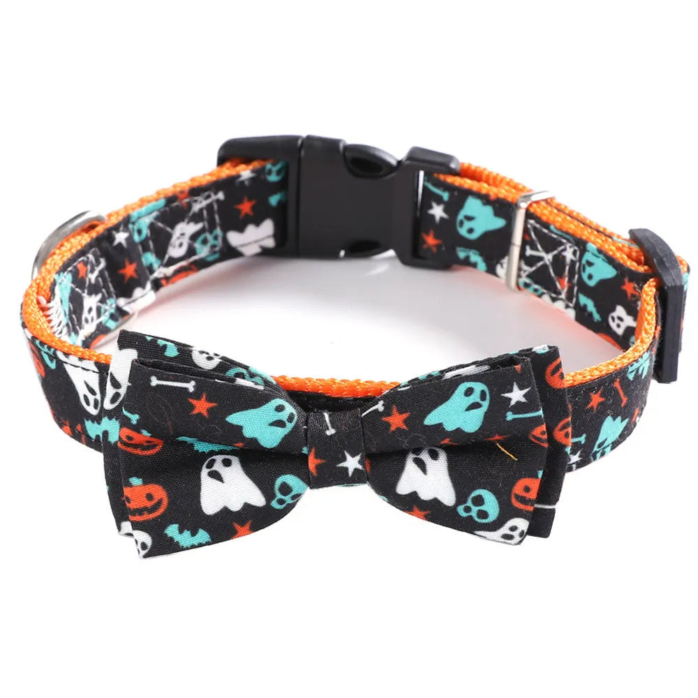 Cat collar holiday ornaments with geometric pattern in polyester, black ghost colour
