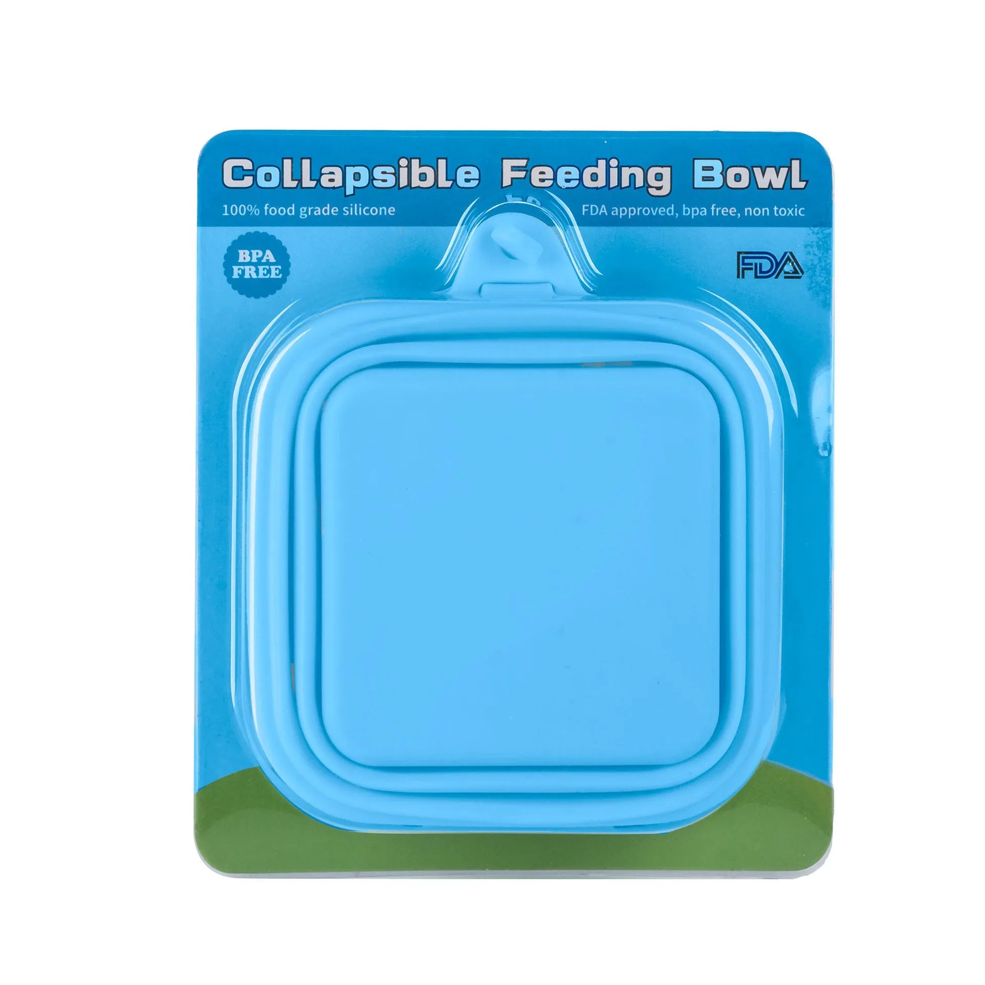 Foldable silicone double pet bowl for dogs and cats in green with two compartments for food and water