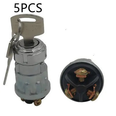 Pure copper car ignition switch with a key for trucks and forklifts.