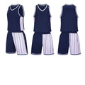 Men's basketball uniform set in blue colour, showing the quick-dry polyester top and matching shorts.