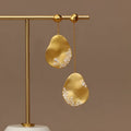 Asymmetric floral earrings with zircon mosaic in gold and silver plating options