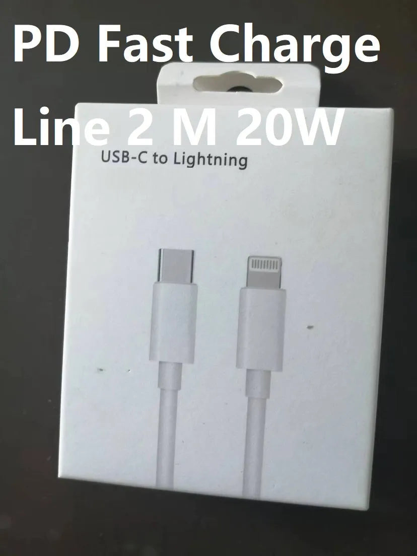 White 20W PD fast charger with UK plug and a USB Type-C charging cable.