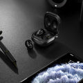 Transparent Bluetooth earphone case in clamshell design with plastic moulding construction