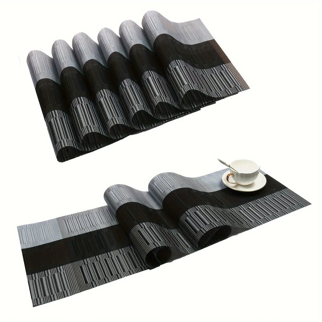 Modern PVC non-slip placemat on a kitchen counter in a gradient bamboo colour.