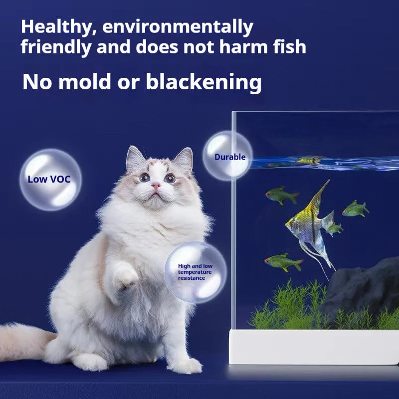 Underwater adhesive sealant tube for glass fish tank leak prevention in transparent version