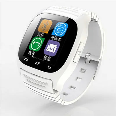 Bluetooth smart sports watch compatible with iPhone and Android in black, white or blue colours