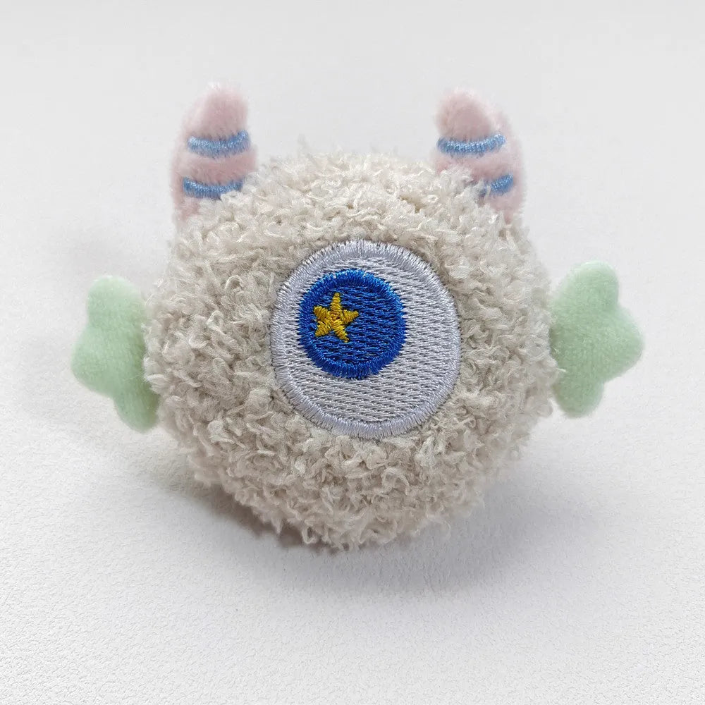 Cartoon-shaped plush dog chew toy with big eyes in multiple colour options