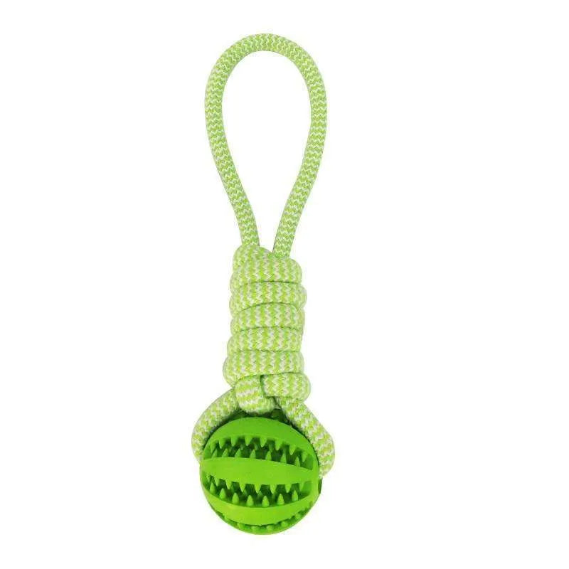 Blue interactive TPR and cotton rope dog toy for small dogs, 36x6x6 cm