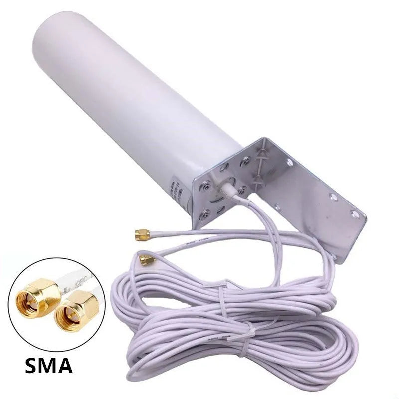4G LTE router antenna with 12dBi gain, dual-band 698-960MHz and 1710-2700MHz, available with SMA CRC9 TS9 connectors