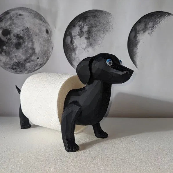 Puppy-shaped toilet tissue holder, solid colour, 8cm x 10.5cm freestanding paper stand