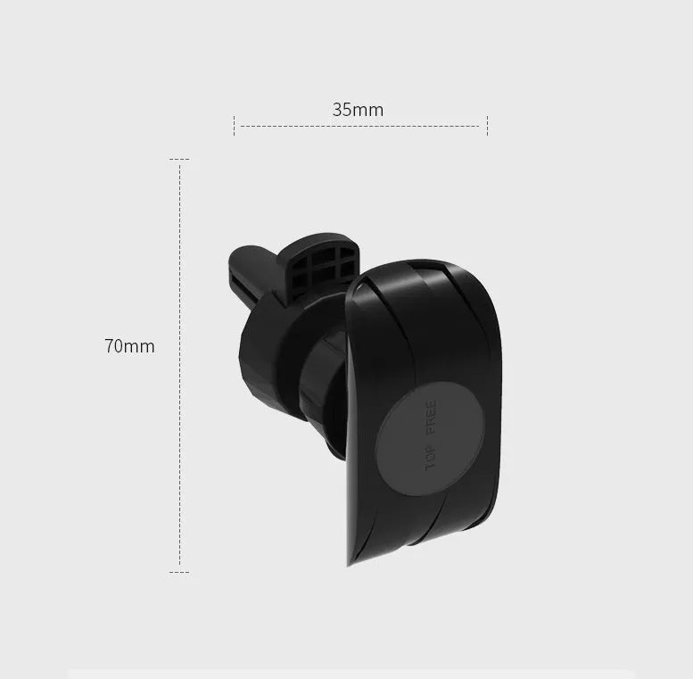 Glossy black car air vent phone holder with adjustable clamping mechanism