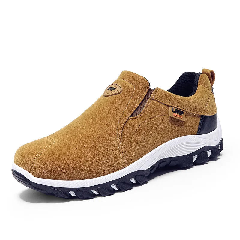 Men's black blue yellow hiking shoes with non-slip plastic sole, artificial PU upper, sizes 39-44