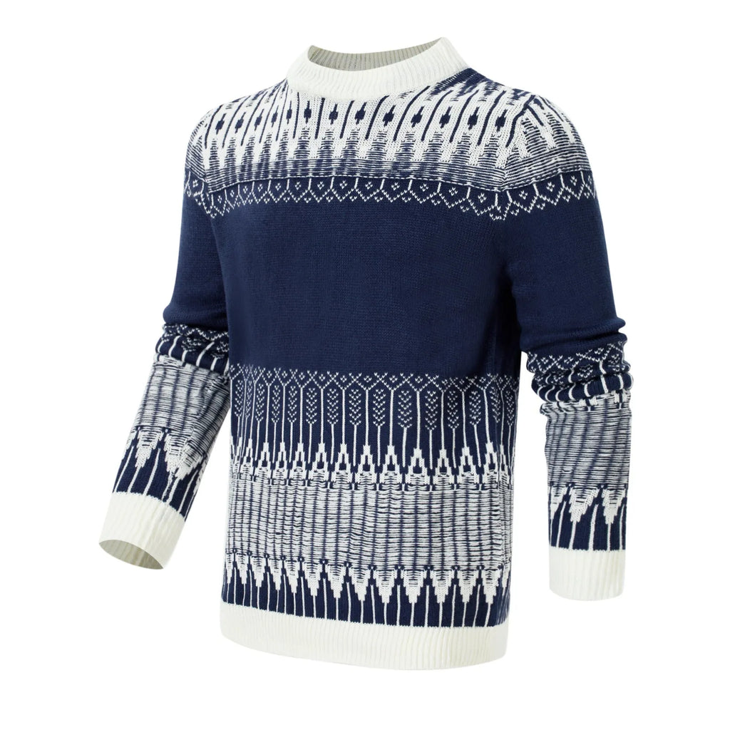 Men's ribbed knit sweater in regular fit with crew neck and long sleeves