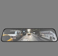 Black 12-inch voice-activated rearview mirror tachograph with touch screen and wide-angle camera