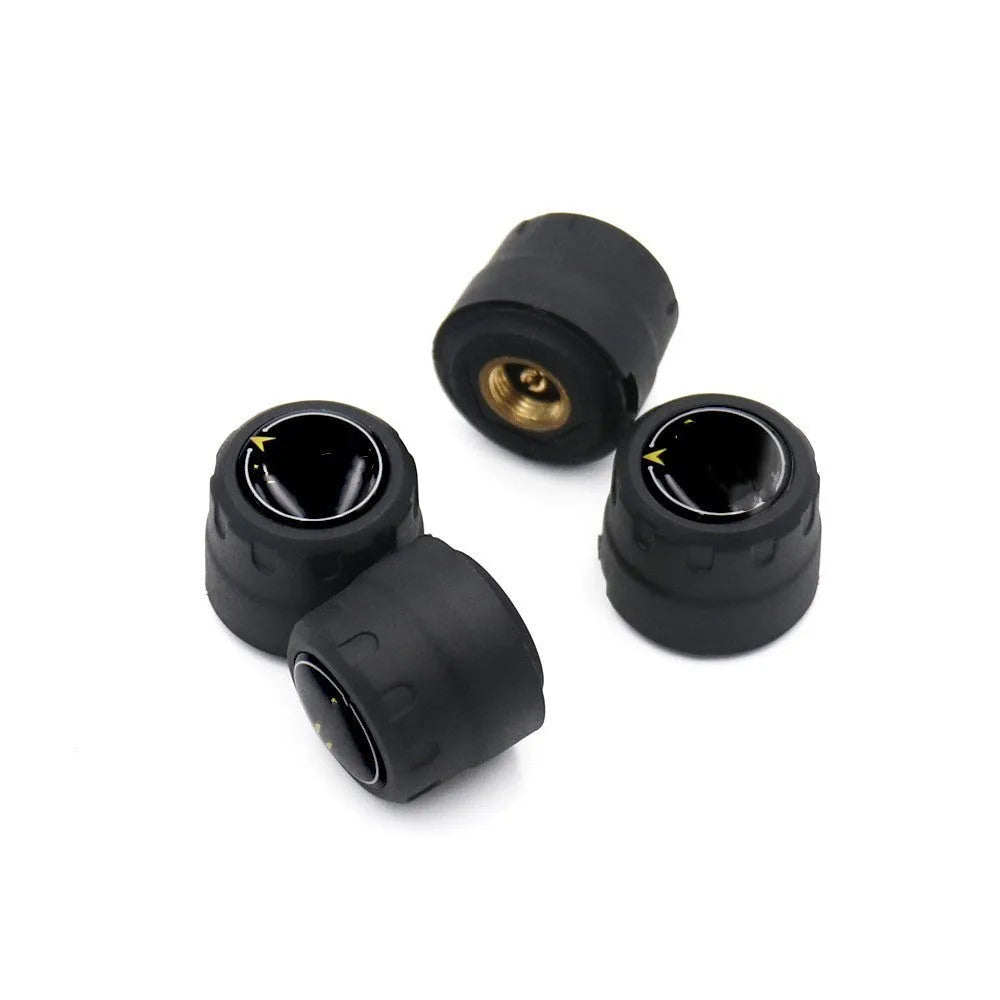 Bluetooth automotive tyre pressure monitoring system with four external sensors and installation tools.