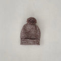 Infant baby girl cotton pullover 3-piece set in dark brown with fur ball hat and removable hood