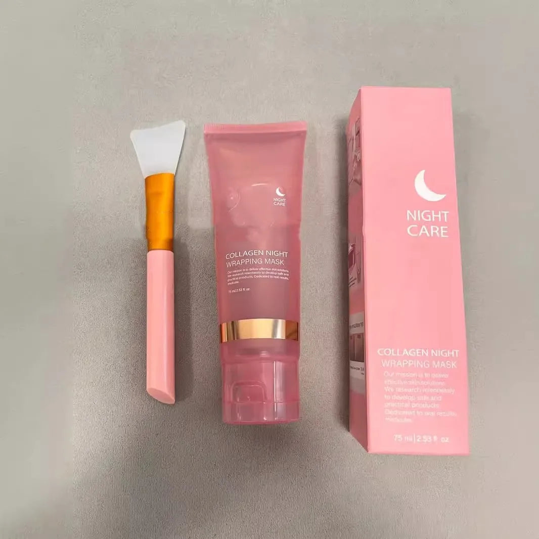 Collagen night mask with brush applicator in 75ml bottle for evening skincare