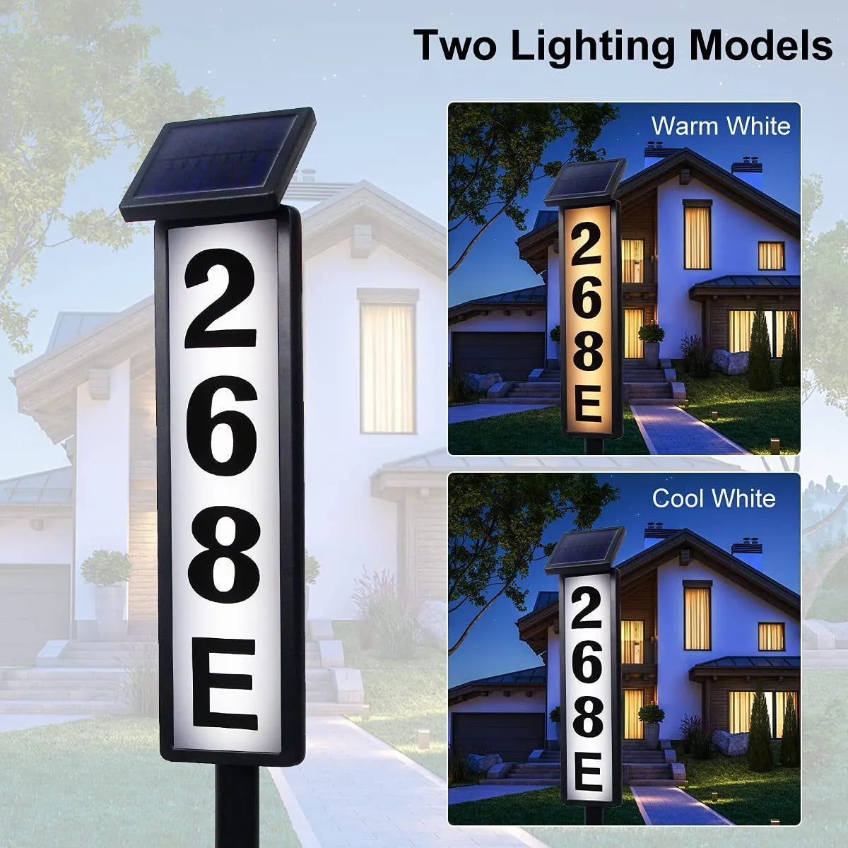 Solar doorplate lamp LED 120x120x900mm plastic outdoor garden lighting