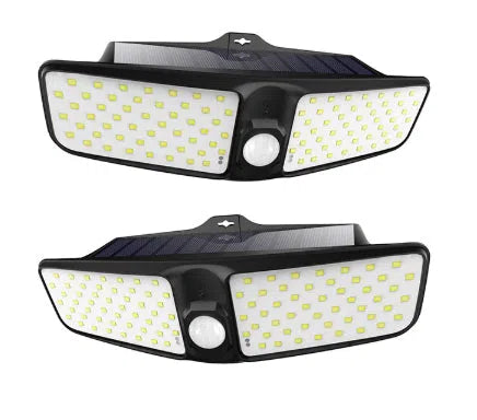 Outdoor solar light decoration 100LED wall lamp with IP65 waterproof design on a garden fence
