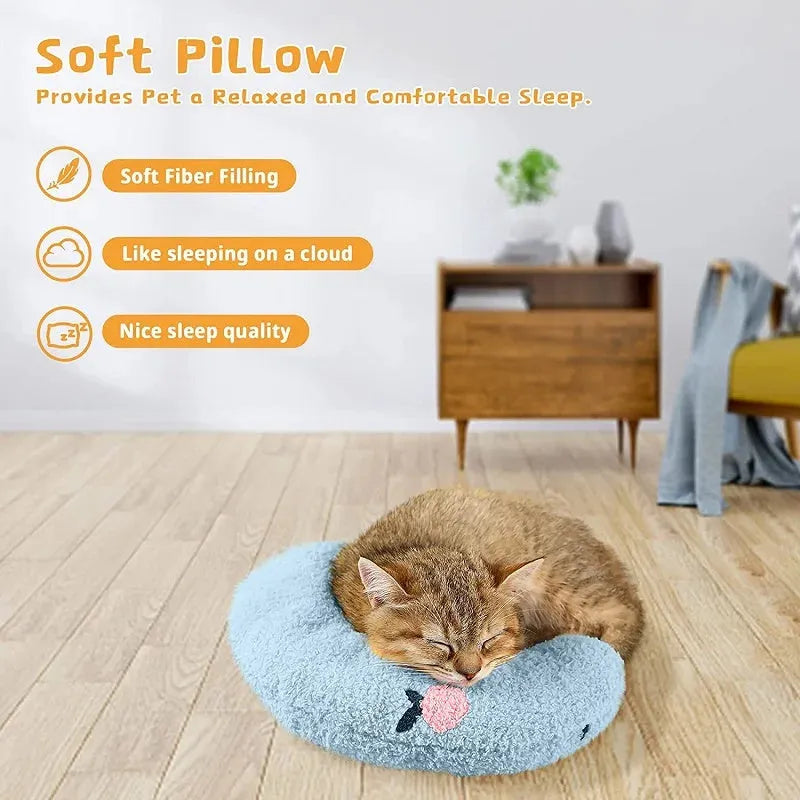 Small U-shaped cat pillow in faux fur, 26x18cm, half-donut pet bed for cats and small dogs up to 10lbs