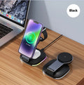 15W three-in-one wireless charger stand for phone, earbuds and watch in black aluminium finish
