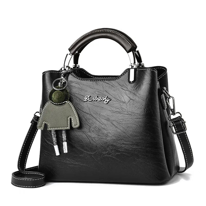 Simple retro small handbag for women crossbody horizontal square PU in black colour