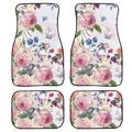 Black four-piece set of 20mm thick printed rubber car foot mats with textured surface.