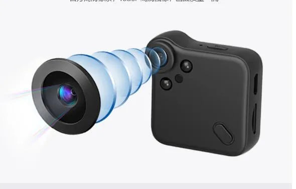 C1S 1080P HD night vision portable sports camera with WiFi remote in black, compact 40x40x14mm