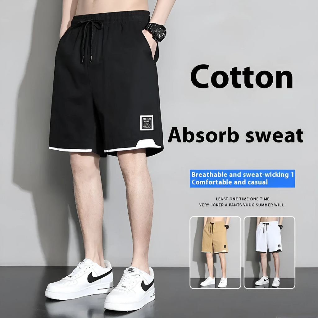 Cotton mid-waist shorts for boys in black, available in plus sizes from M to 8XL.