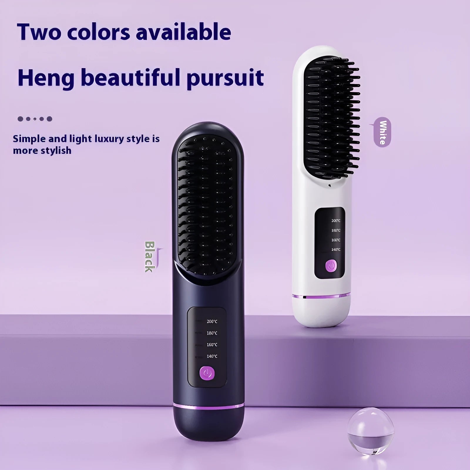 Portable negative ion hair comb in white, dark blue, or grey colours with ABS plastic construction