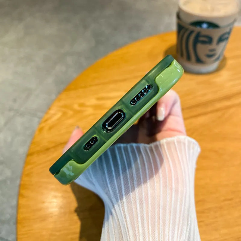 Invisible double-headed bracket iPhone case in black, green, rose red or white, TPU PC shockproof cover