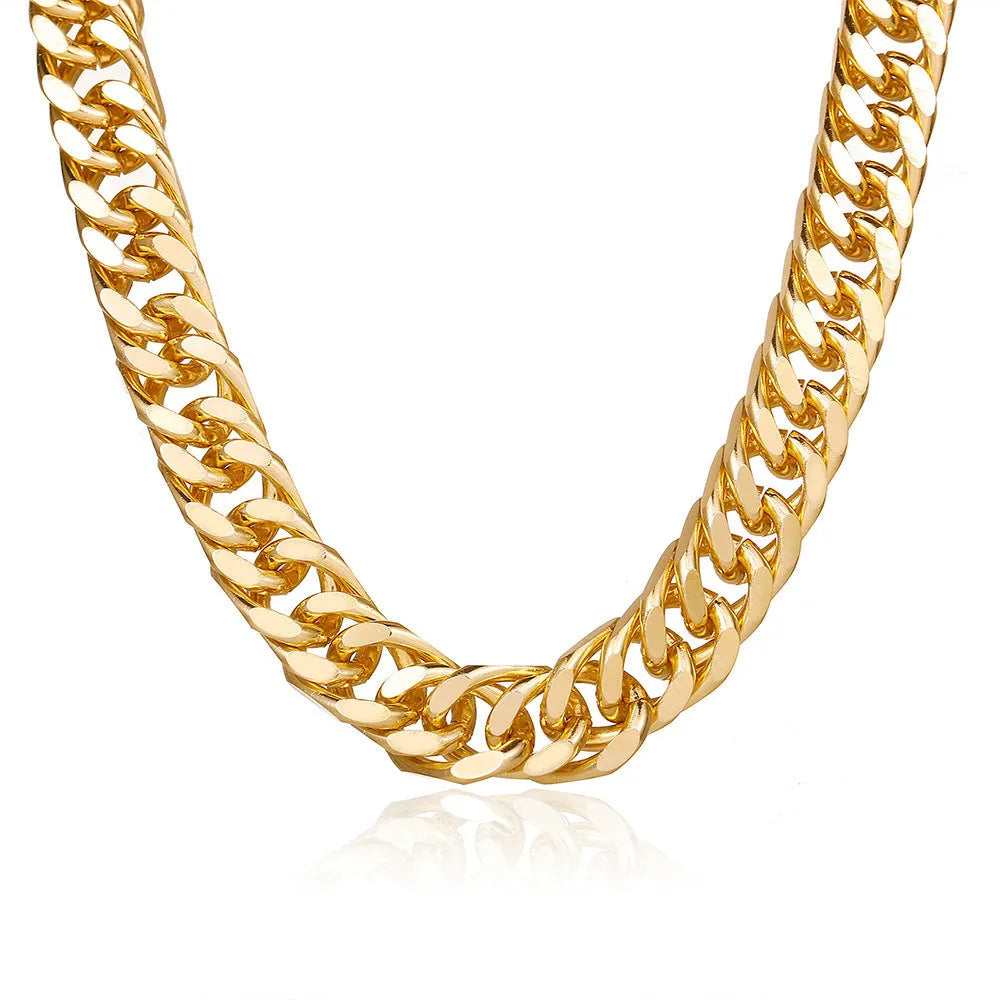 Women’s gold alloy chain necklace with 32cm length and 6cm extension